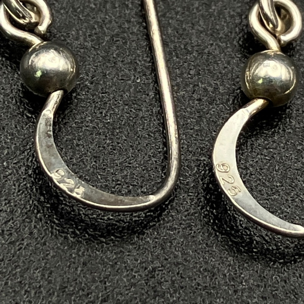Vintage Sterling Silver Green Amber Celtic Knot Dangle Earrings 1.5" NHJ - Picture 7 of 11